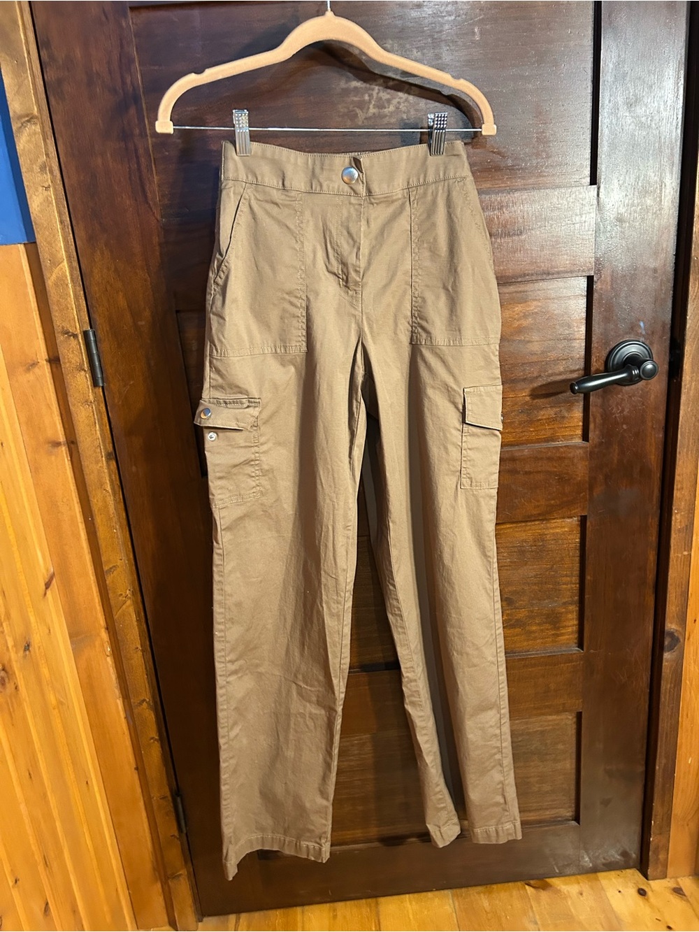 Cargo Pocket Straight-Leg Pants - Tan